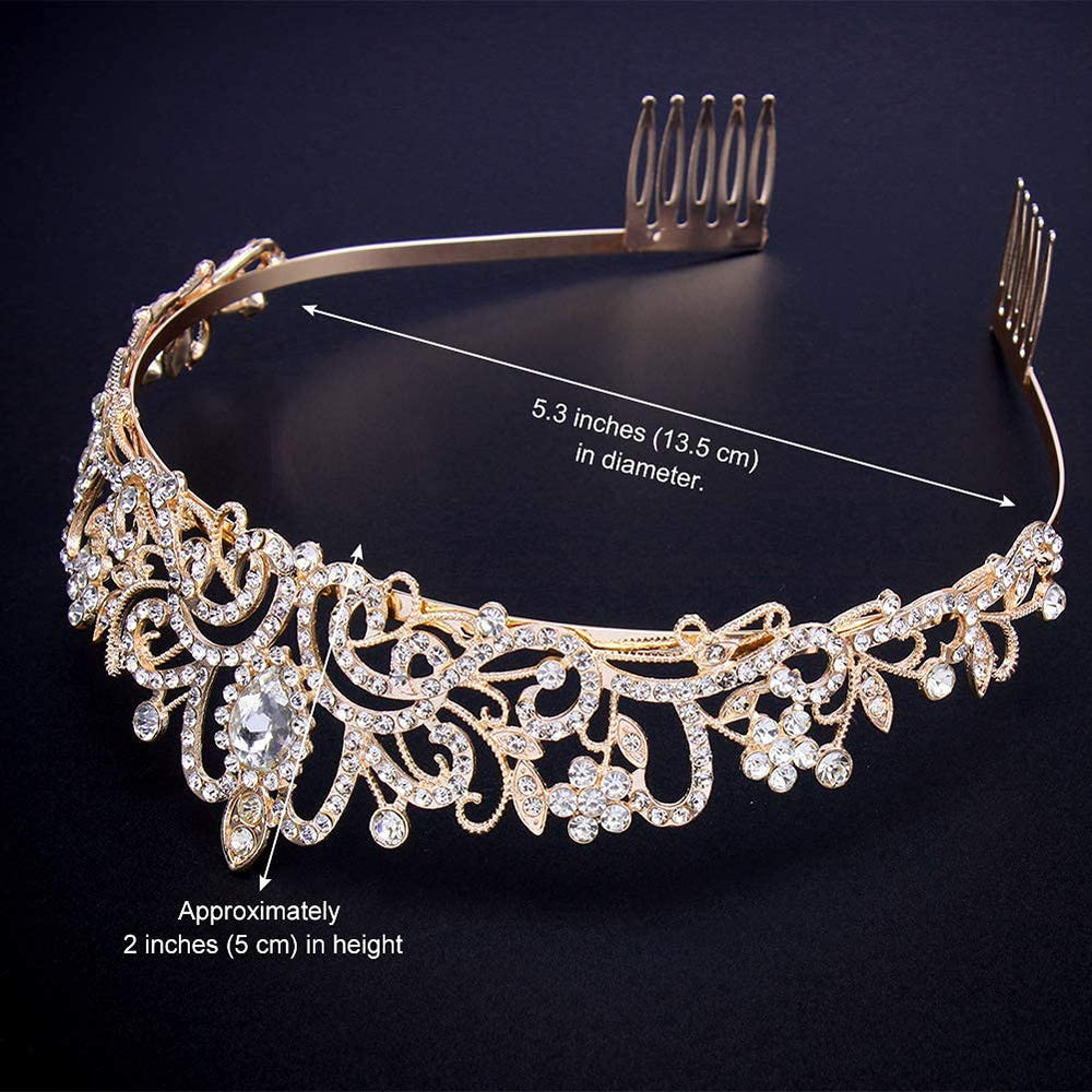 COCIDE Tiara dorada para ocasiones especiales como boda o fiesta.