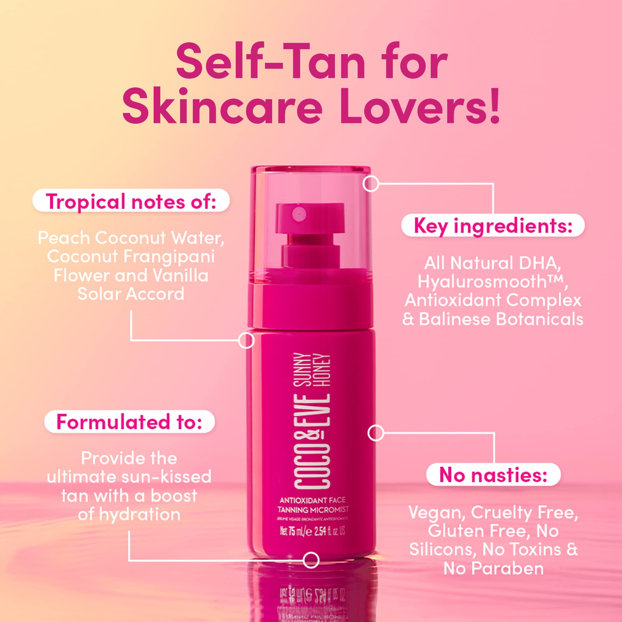 Coco & Eve Hydrating self-tanner close-up highlighting skin-friendly hydration.