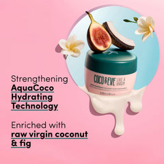 Packaging for Coco & Eve Like a Virgin Hair Masque highlights premium design and a convenient bottle.