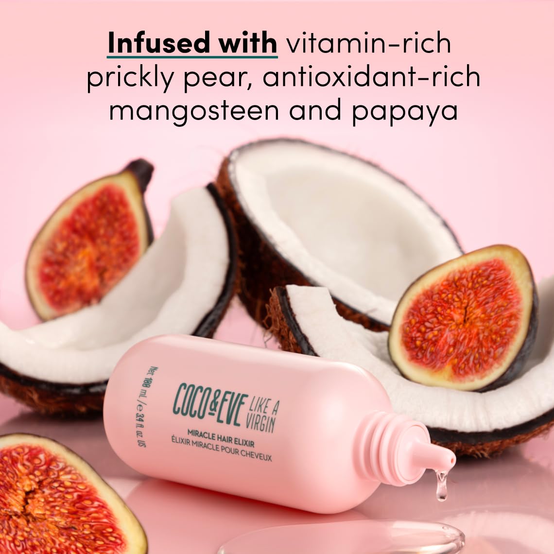 Hair protected from heat with Coco & Eve Miracle Hair Elixir