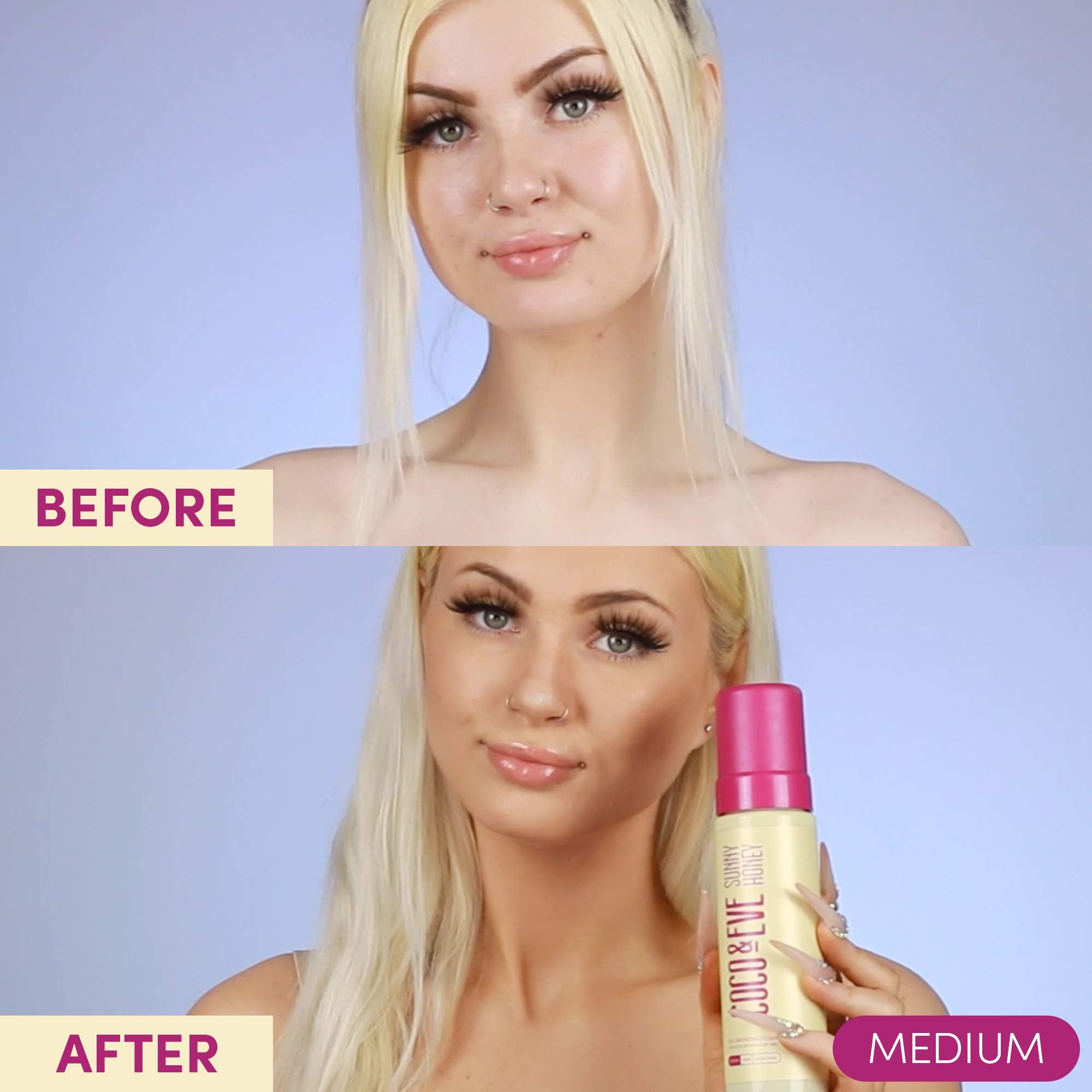 Coco & Eve overnight tan option deepens color while remaining transfer-free