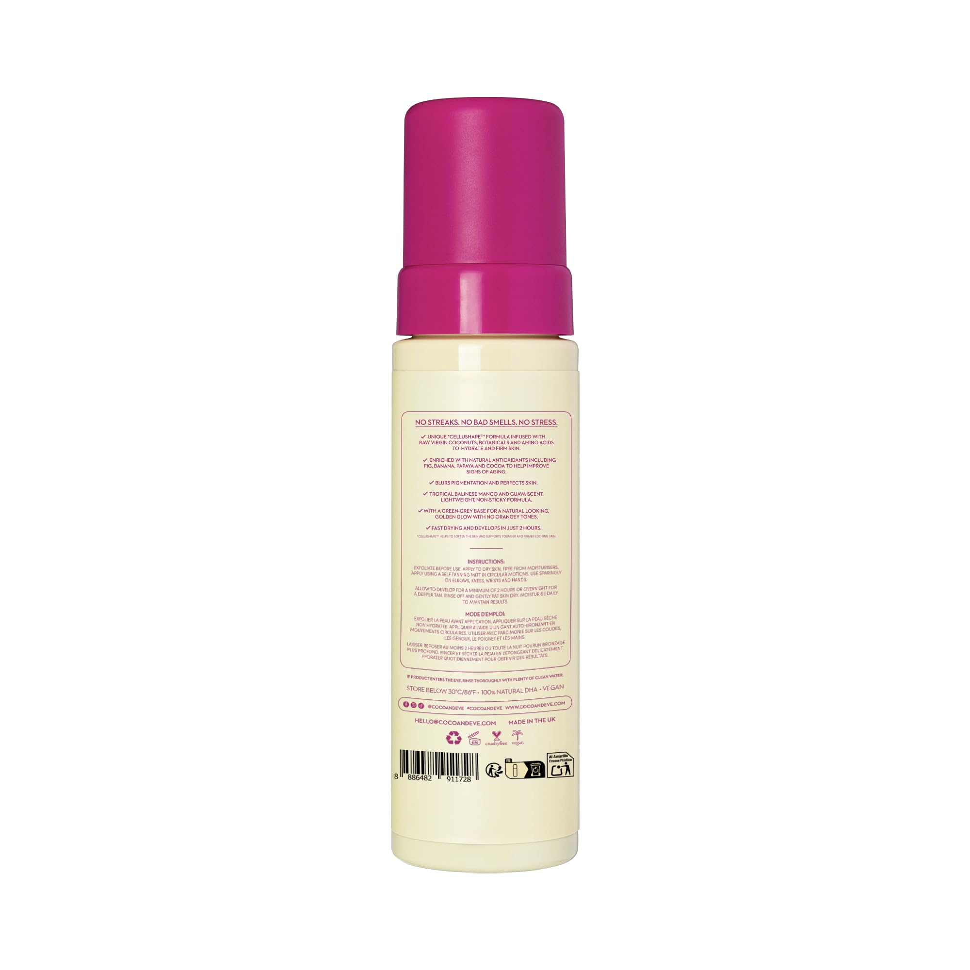 Coco & Eve bronzer mitt applying mousse for smooth, even coverage.