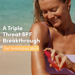 Coco & Eve SPF45 tanning-accelerator bottle shown for long-lasting sun protection.