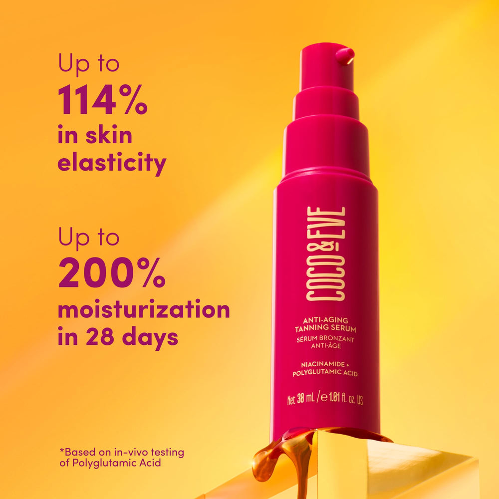 Coco & Eve bottle demonstrates suitability for light-to-medium and sensitive skin.