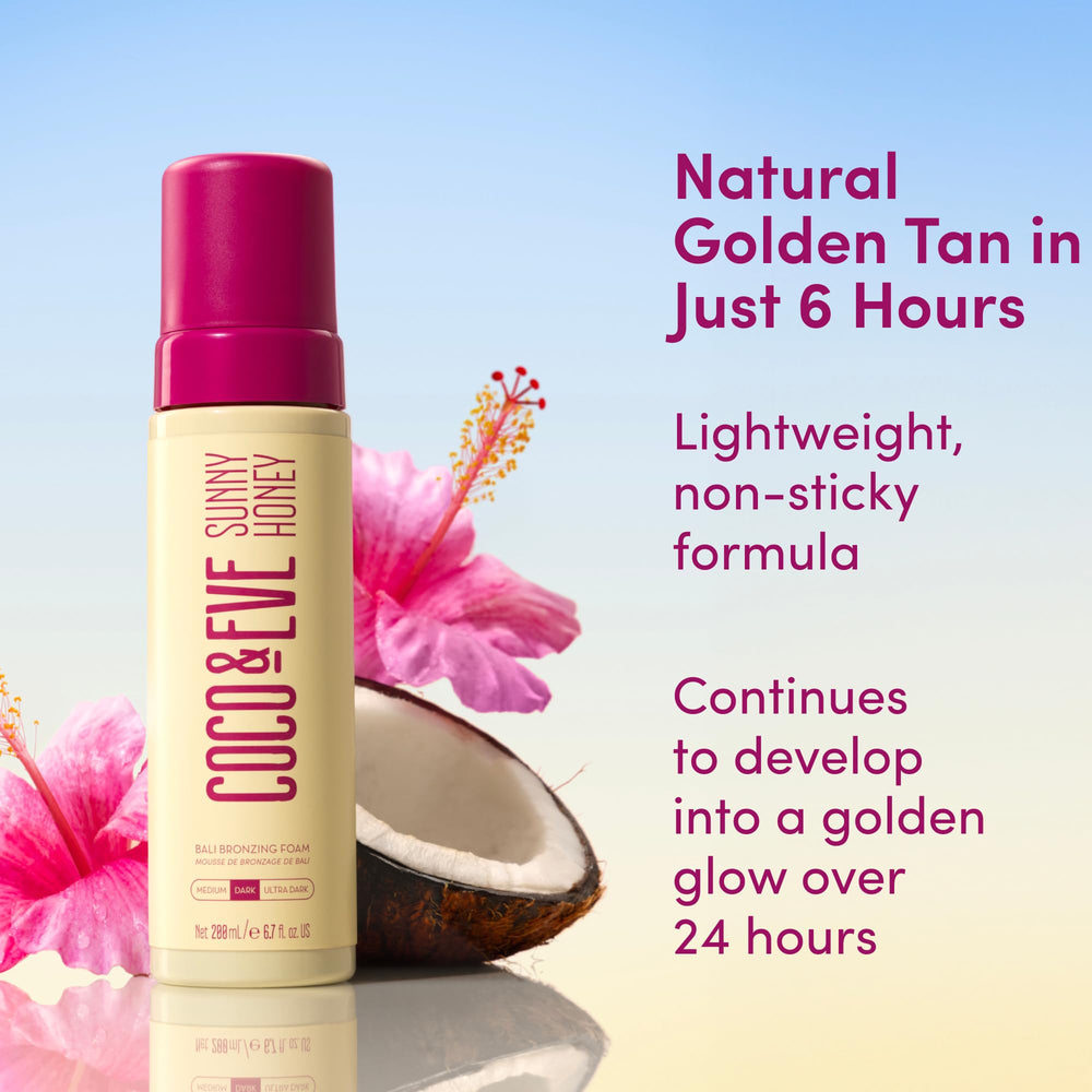 Coco & Eve Sunny Honey Bali mousse spread on arm demonstrates smooth coverage.