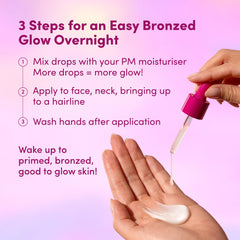 Coco and Eve Sunny Honey bronzing drops on face provide a subtle sun-kissed glow