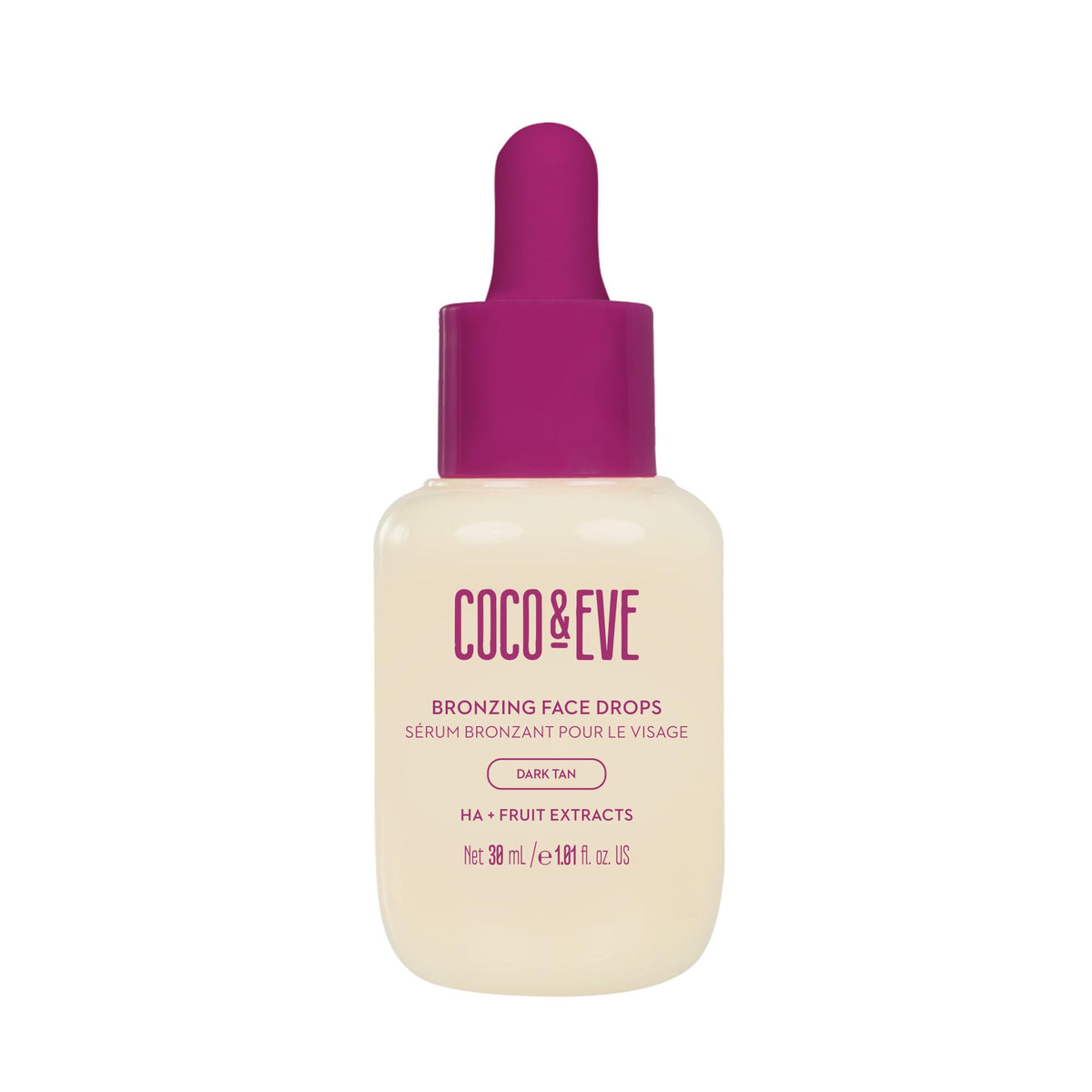 Coco & Eve Sunny Honey Bronzing Face Drops bottle for a natural, gradual tan