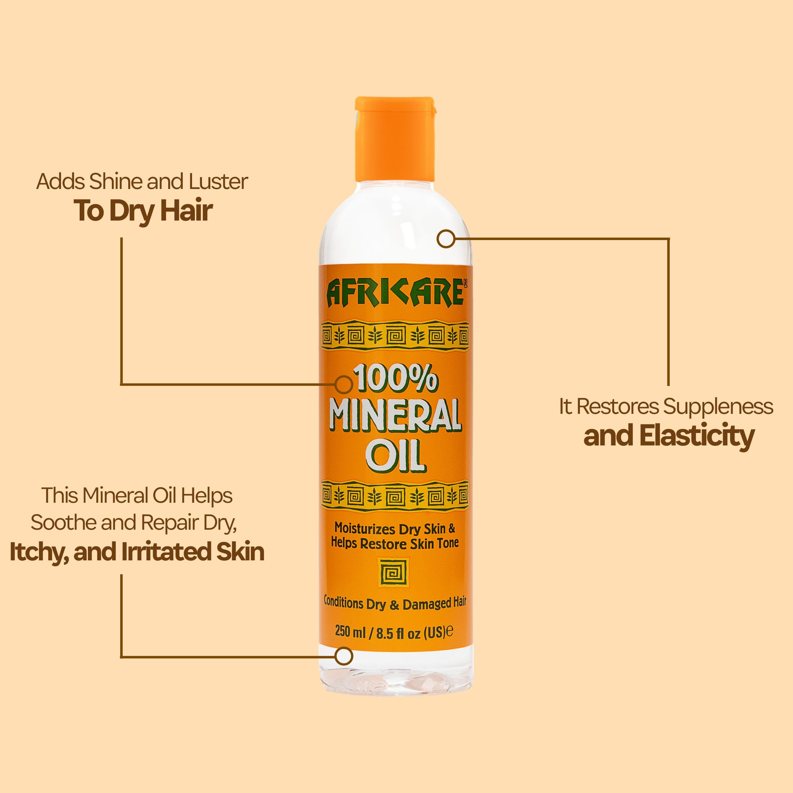 COCOCARE Africare mineral oil smooths dry hair and adds shine