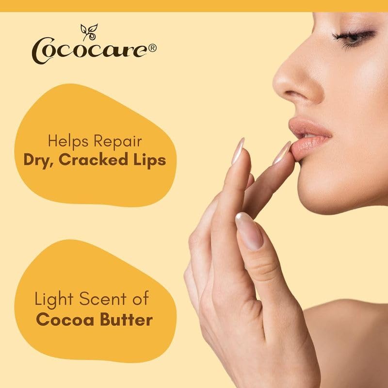 Cococare lip balm natural ingredients graphic with sunflower and aloe vera.