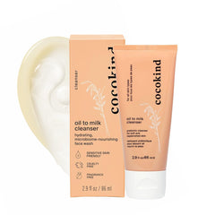 Cocokind Aceite a Leche limpiador en botella; textura suave para piel limpia