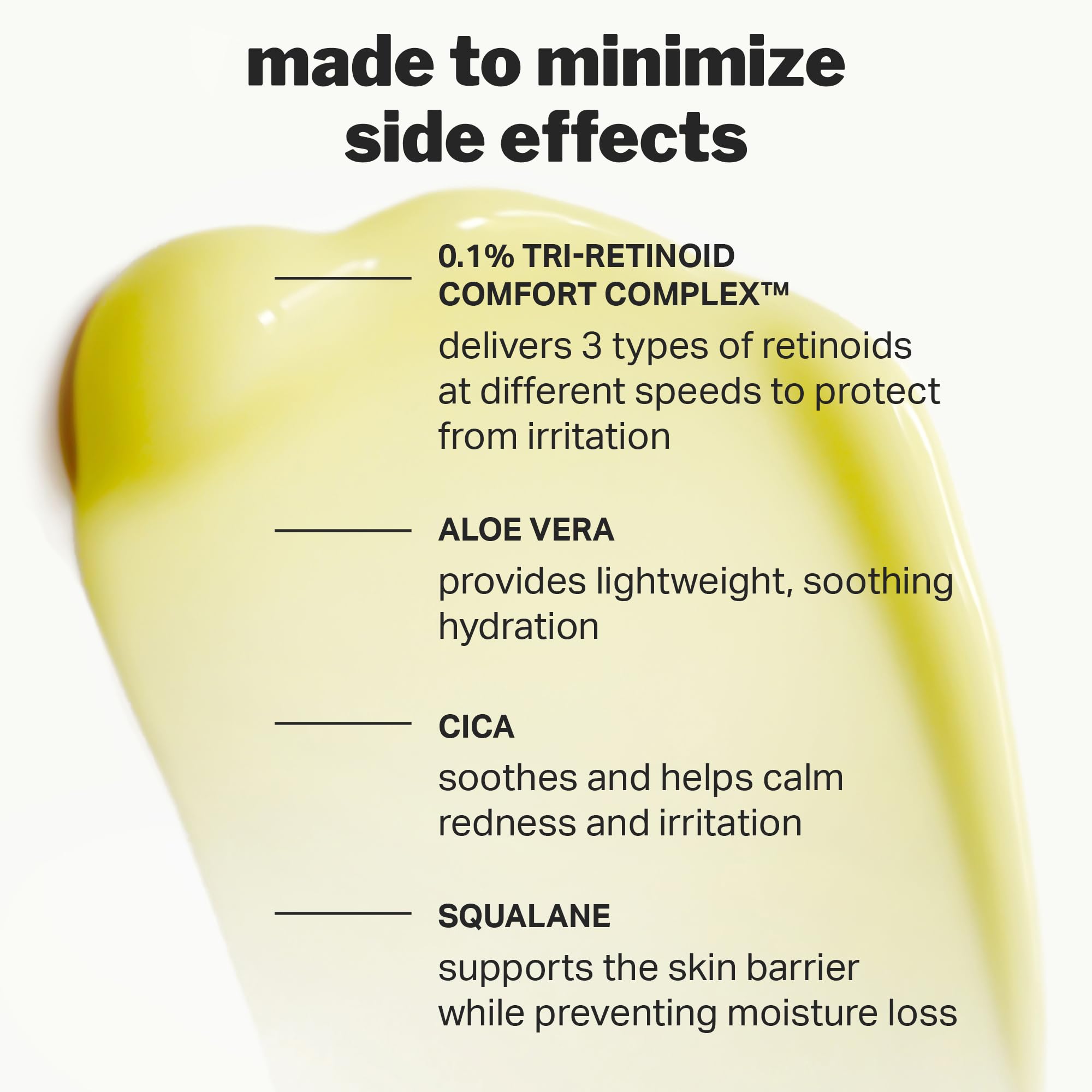 Diagram showing aloe, cica, and squalane soothing the skin barrier.