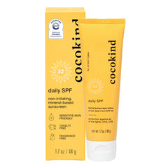 Cocokind Daily SPF bottle with mineral sunscreen for daily protection and a non-greasy finish
