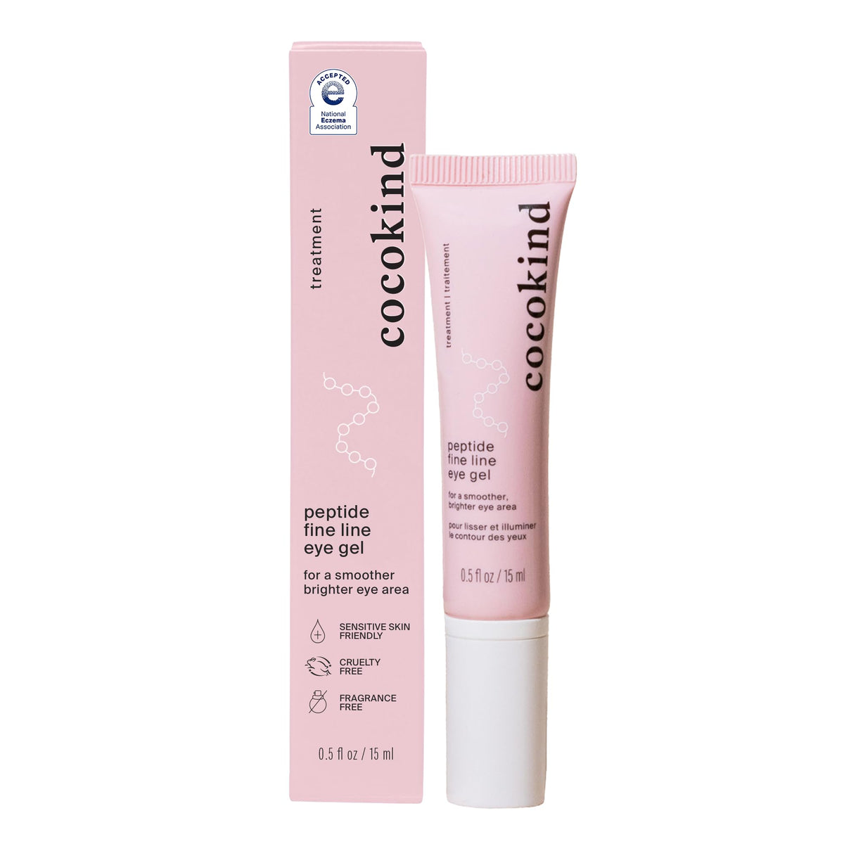 Cocokind Peptide Eye Gel en empaque compacto para hidratación diaria.