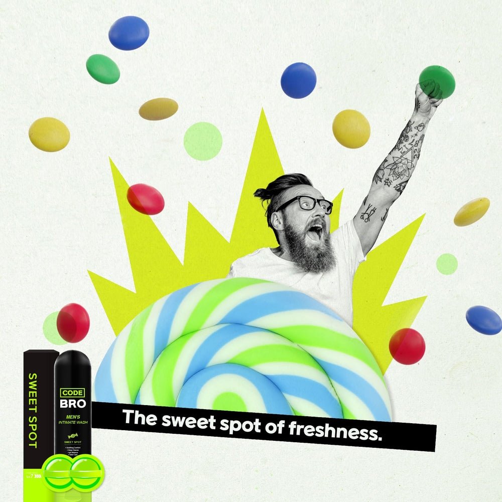 Code Bro Sweet Spot foaming-lather demonstrates refreshing cleansing experience.