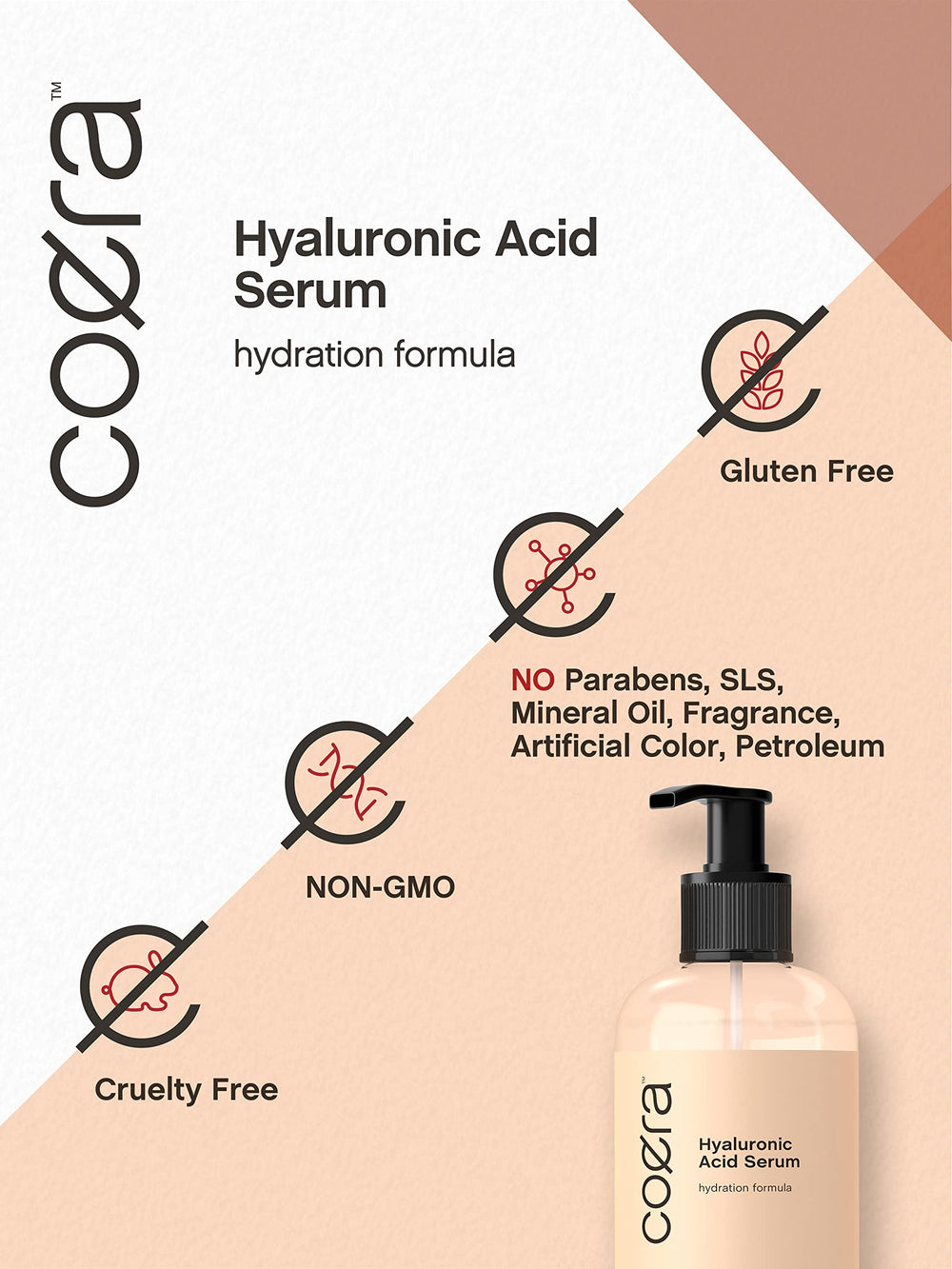 Coera Hyaluronic Acid Serum on the face delivering a soft, hydrated glow.