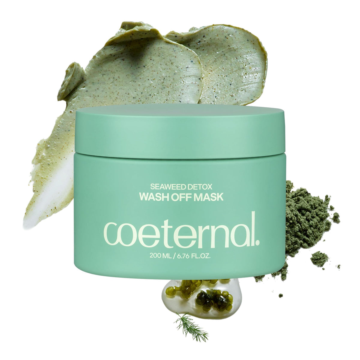 Mascarilla coeternal detox arcilla fría en envase, cuidado diario.
