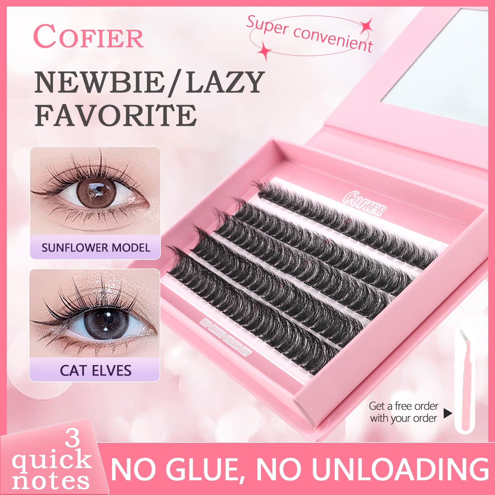 CoFier DIY Lash Extension Kit with glue enables secure adhesion