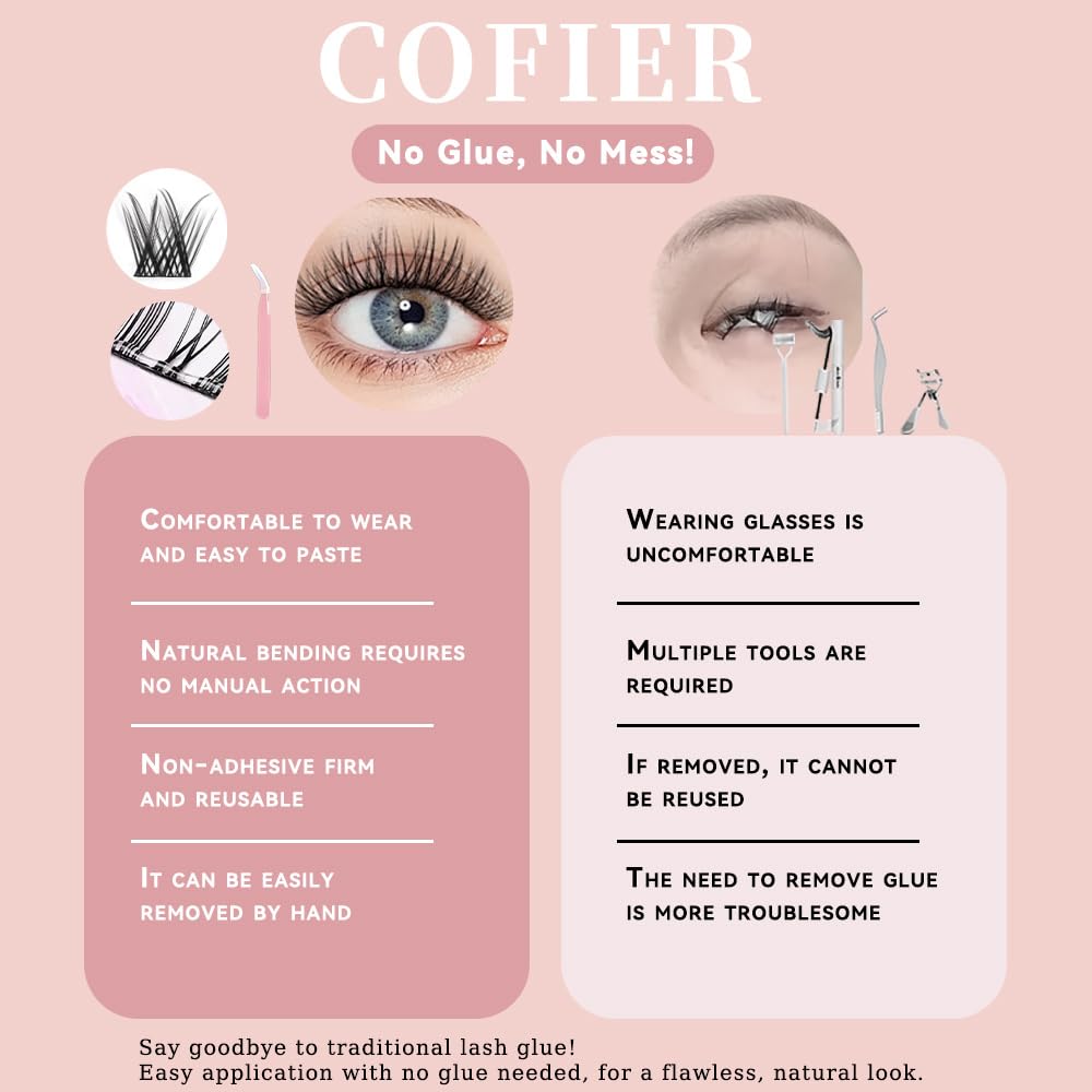 CoFier Natural Fluffy Lash Clusters 12–20mm offer soft texture and volume