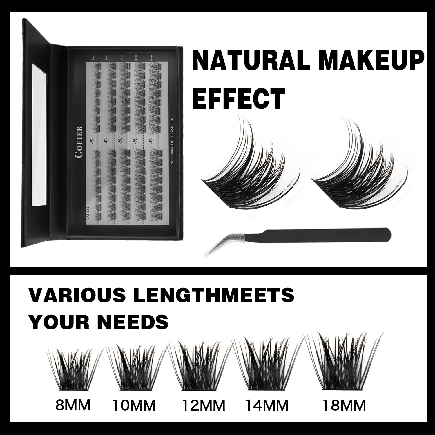 CoFier lash glue and sealant set with precision tweezers for controlled placement