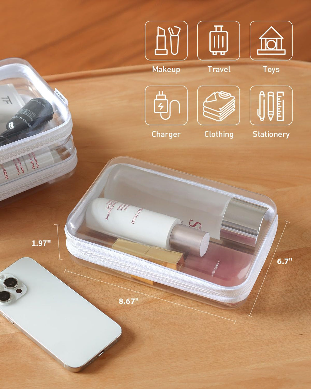CoiiJoii clear hard shell case open zipper design enables easy access