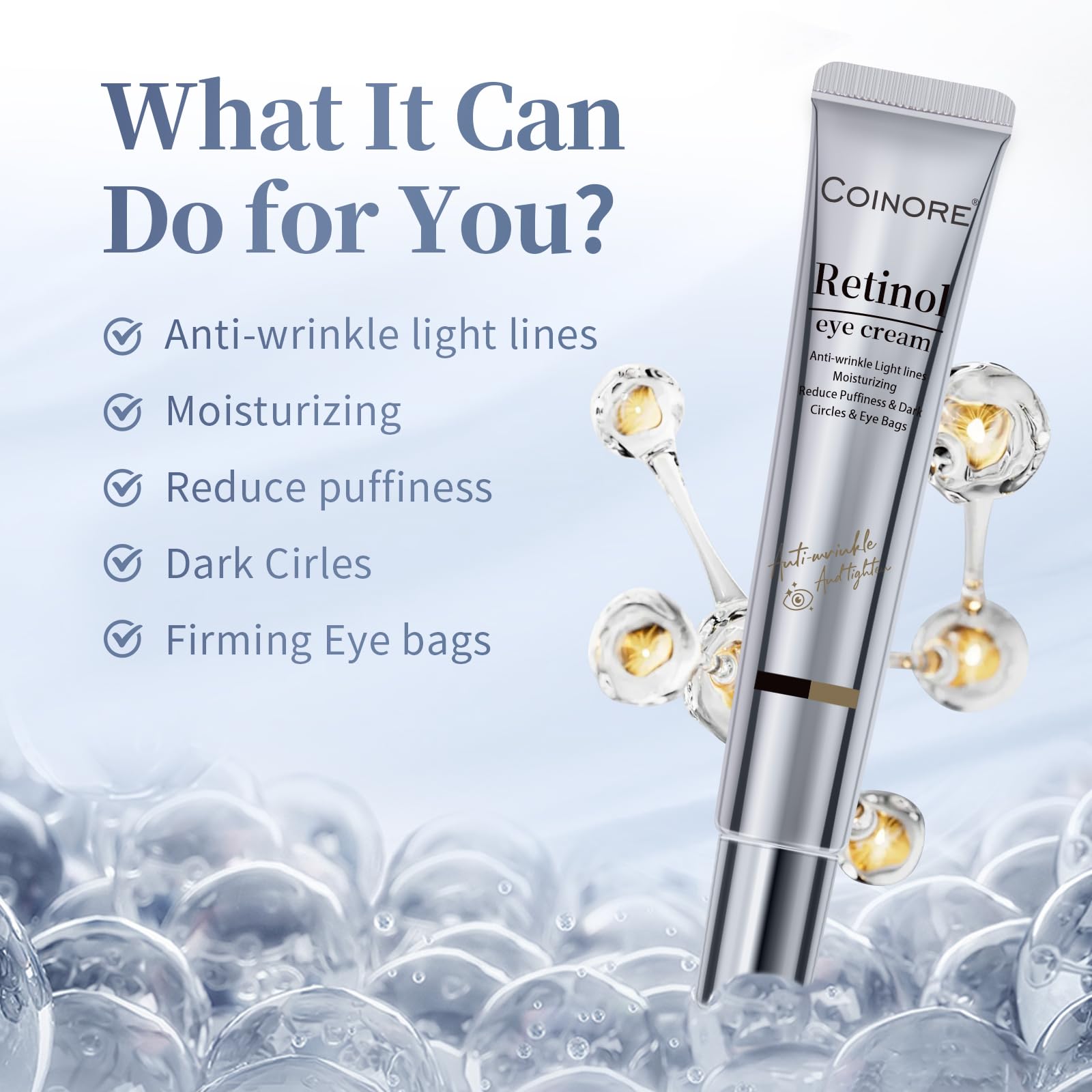 Coinore Retinol Under Eye Cream with rosemary ingredients may support firming and reduced puffiness