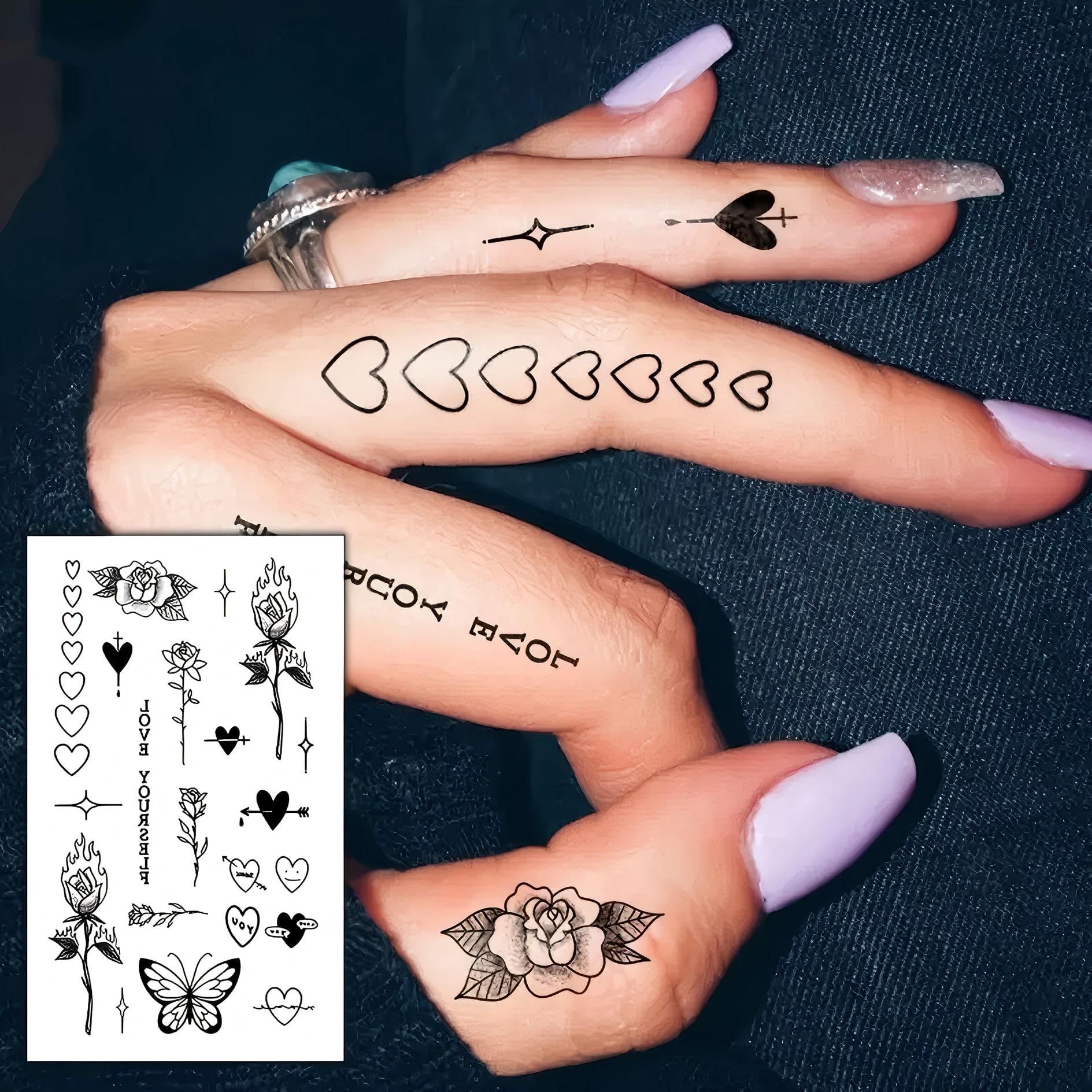 COKTAK rose flower leaf tattoos with delicate detail for subtle body art.
