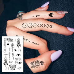 COKTAK rose flower leaf tattoos with delicate detail for subtle body art.