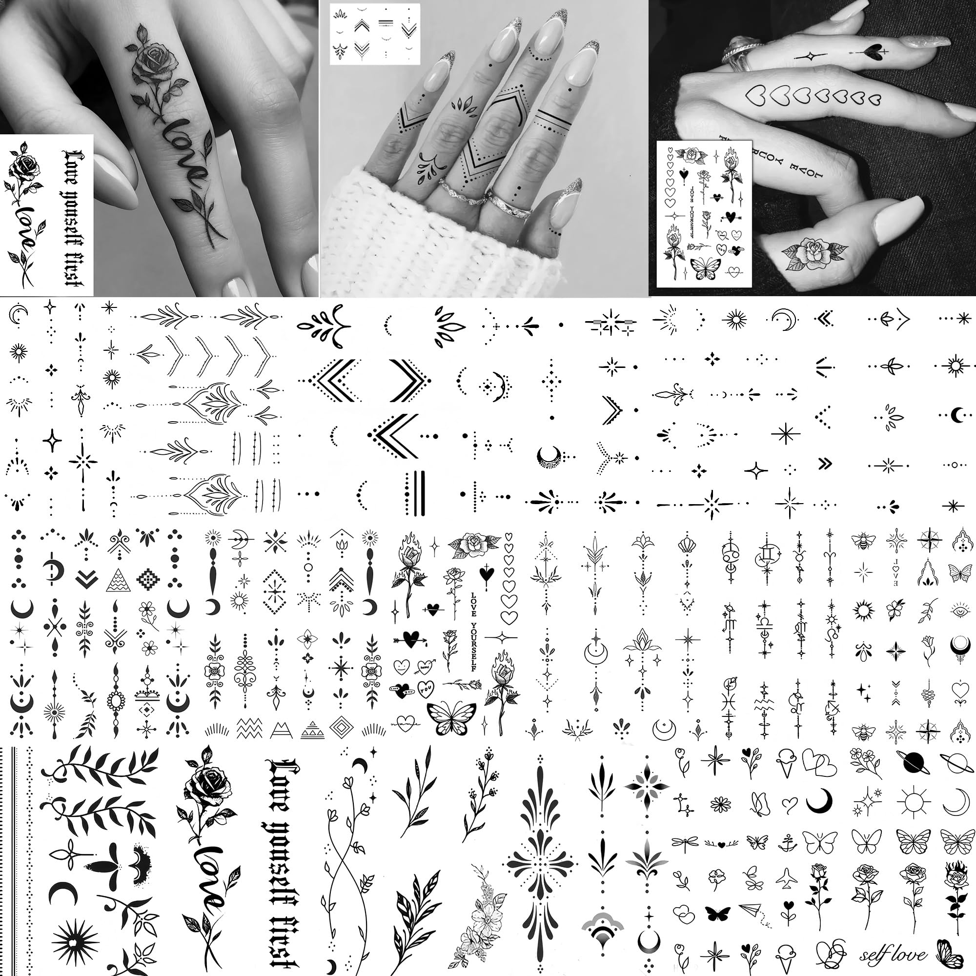 COKTAK 18-sheets small finger tattoos for quick, skin-safe body art.