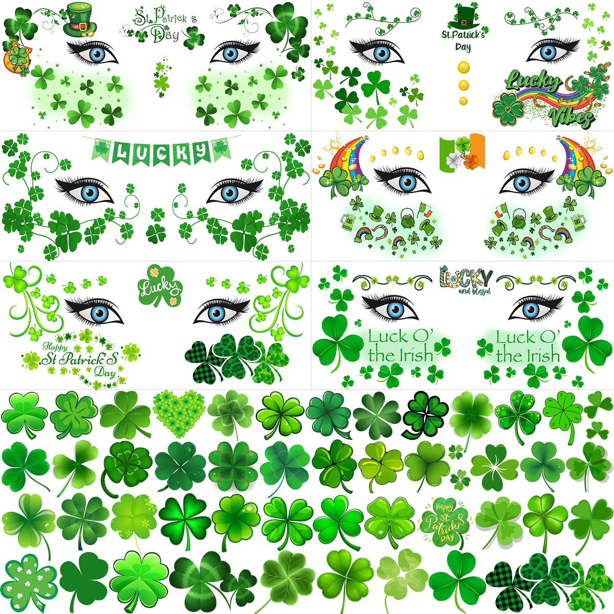 COKTAK St. Patrick's Day tattoos showcasing green shamrock designs for festive body art.