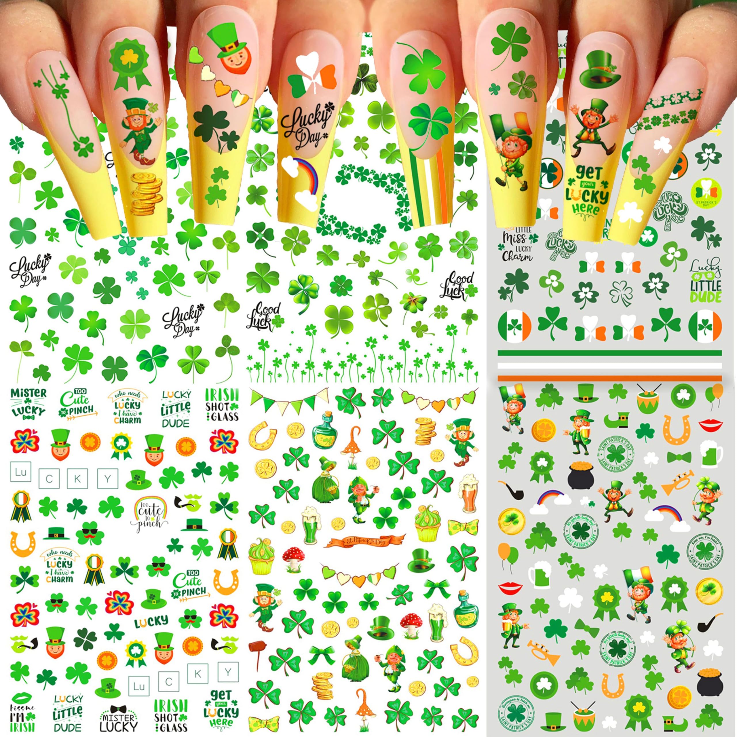 COKTAK trébol verde para Día de San Patricio, 6 hojas, ideal para decorar uñas