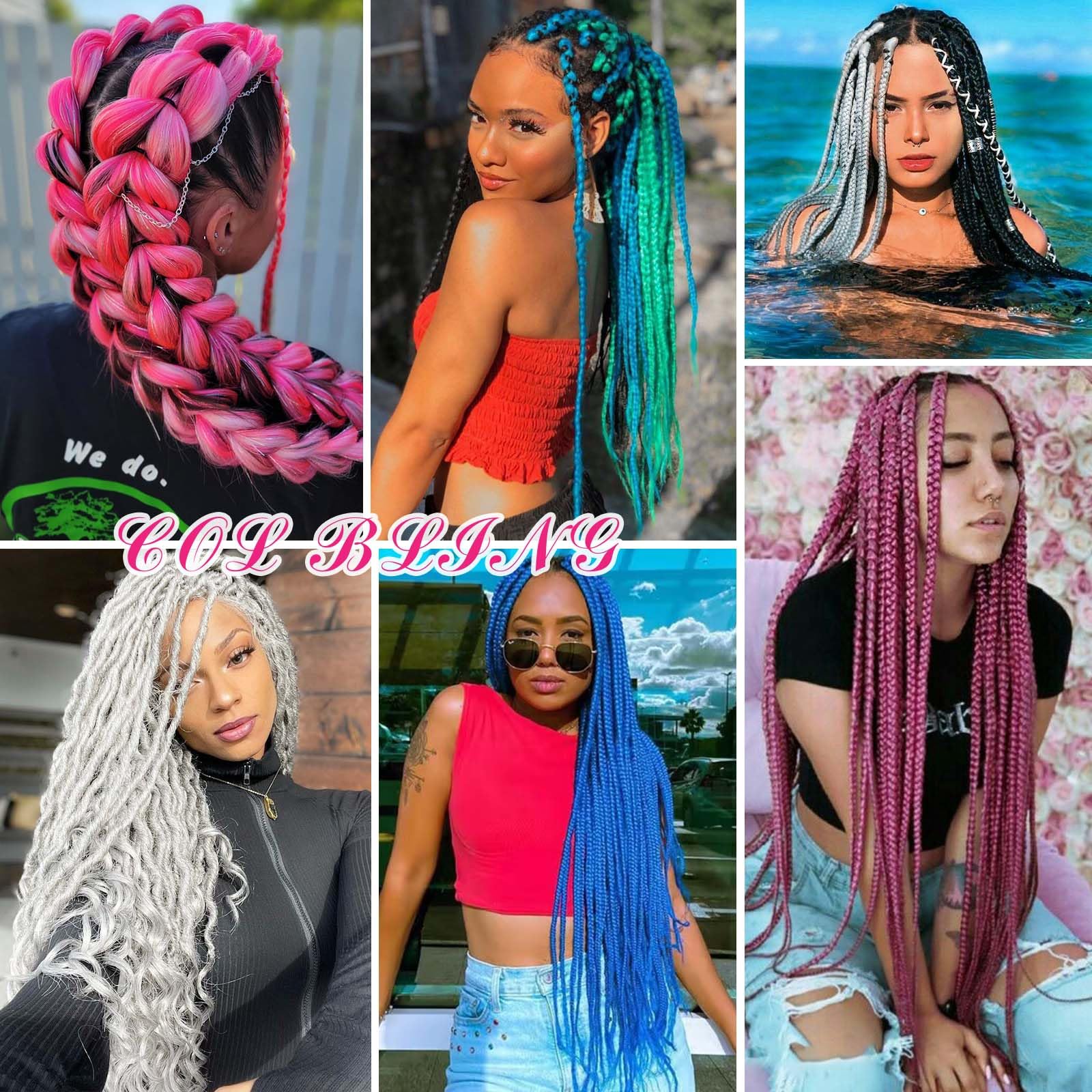 Col Bling Blue Braiding Hair includes rings for quick styling.