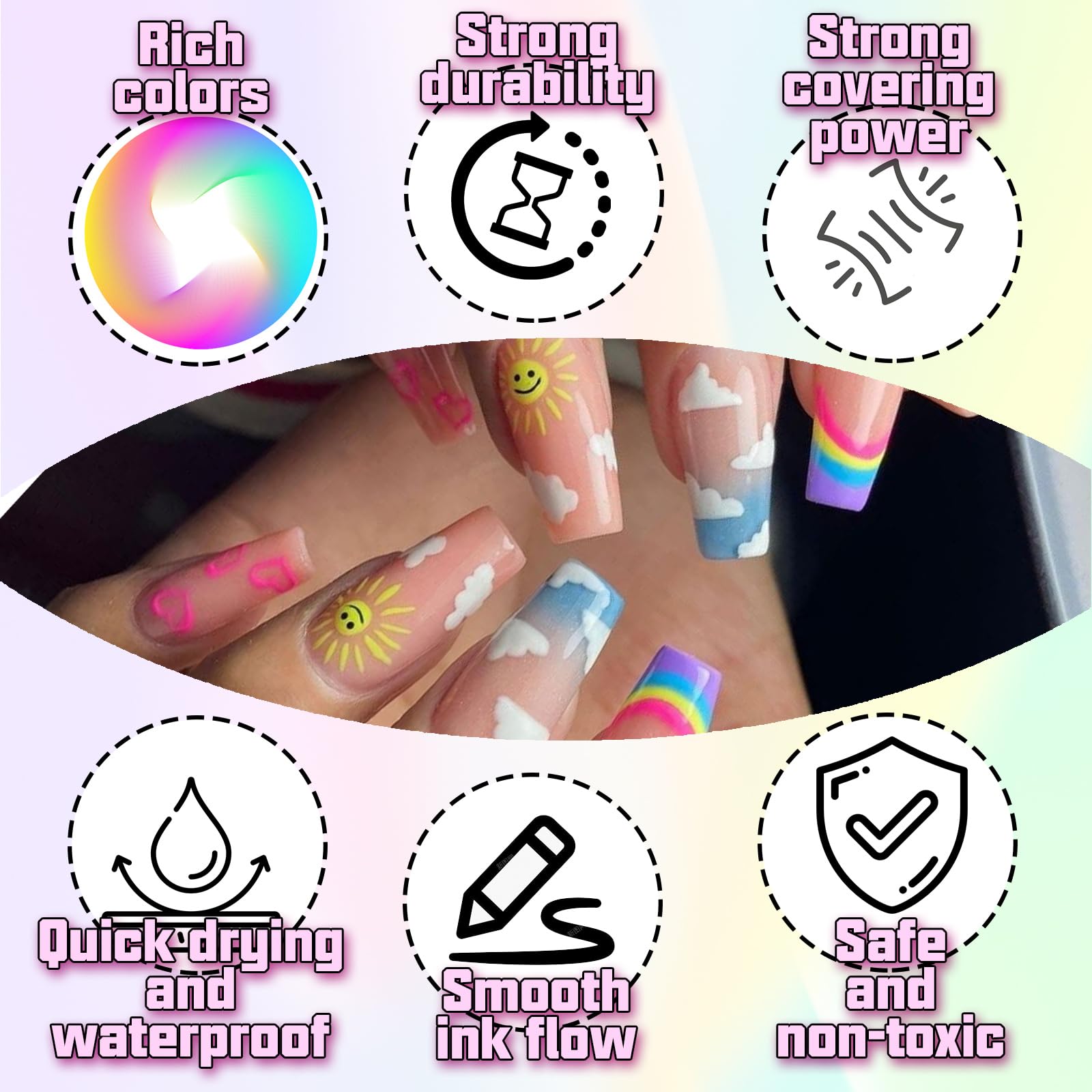 COLAYERIST Nail Art Pens beginner friendly patterns for various nail designs
