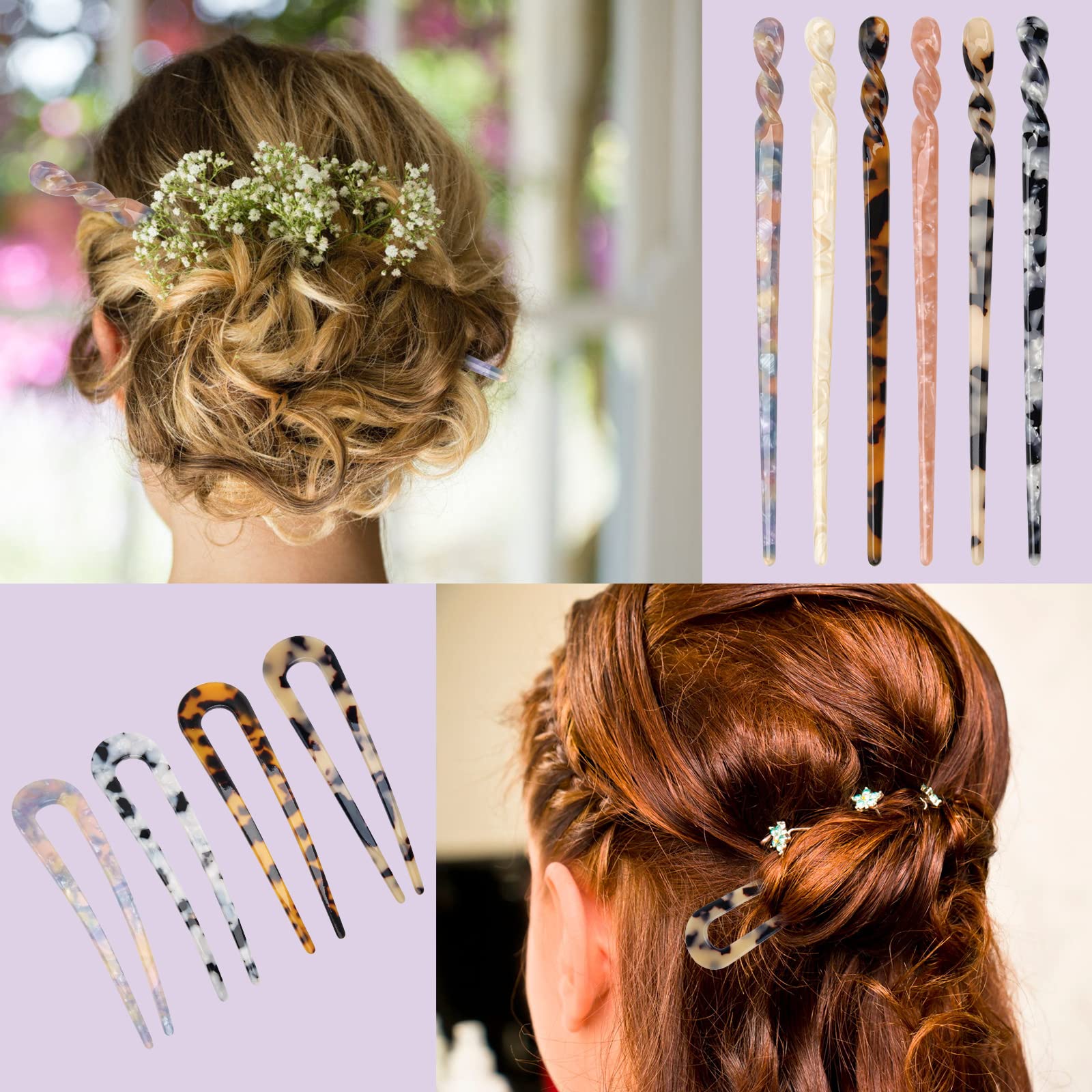 Coldairsoap U-shaped tortoise shell pins securely hold hair all day