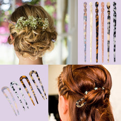 Coldairsoap U-shaped tortoise shell pins securely hold hair all day