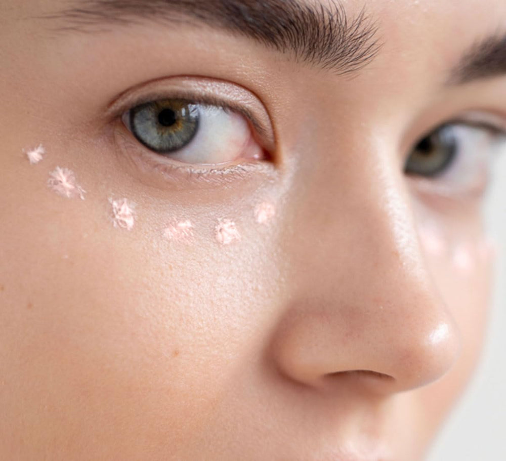 COLLEEN ROTHSCHILD Close-up shows pearlescent pigments blending naturally with skin.