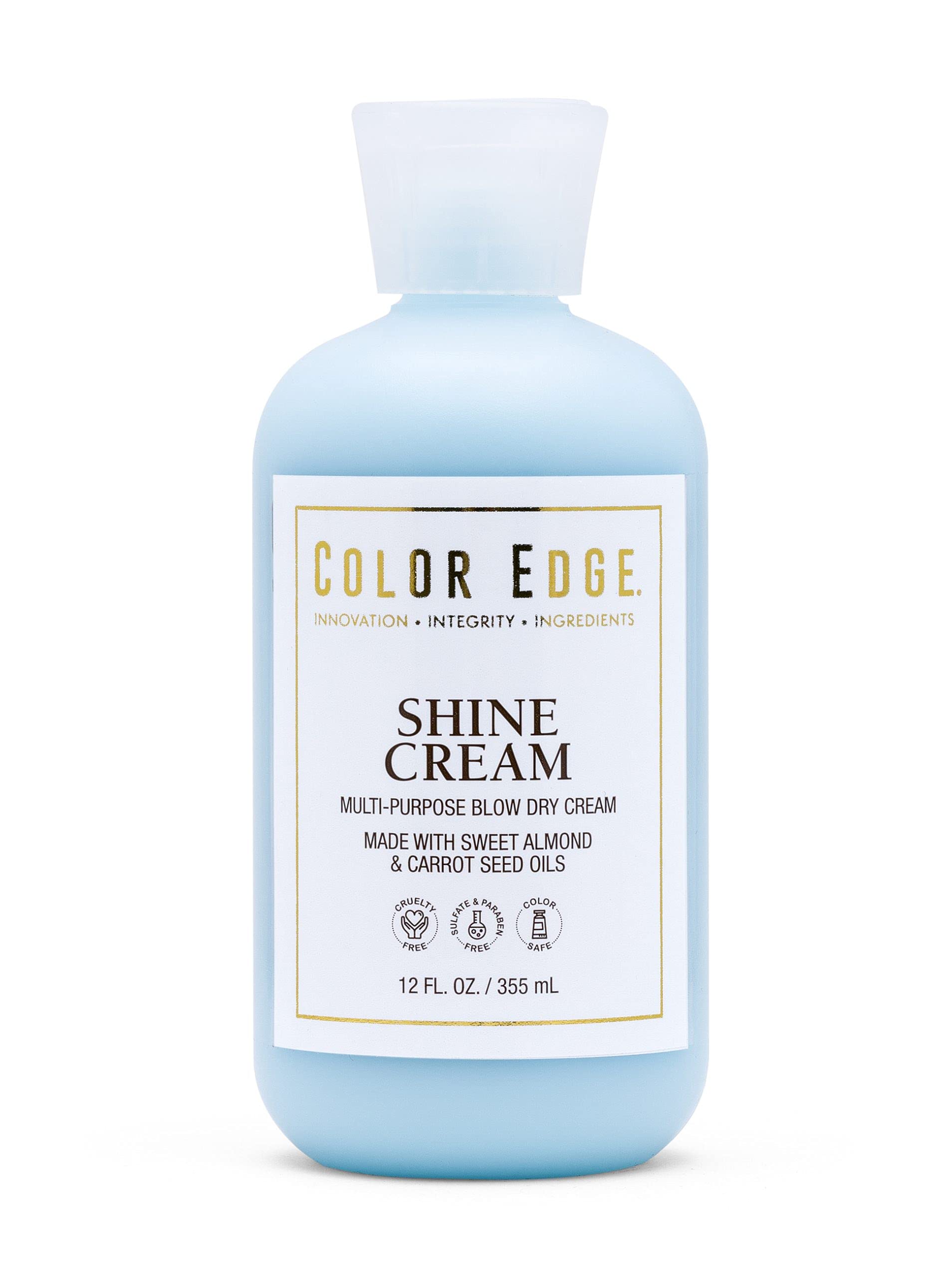 Color Edge Shine Cream bottle showing weightless conditioning for detangling and shine