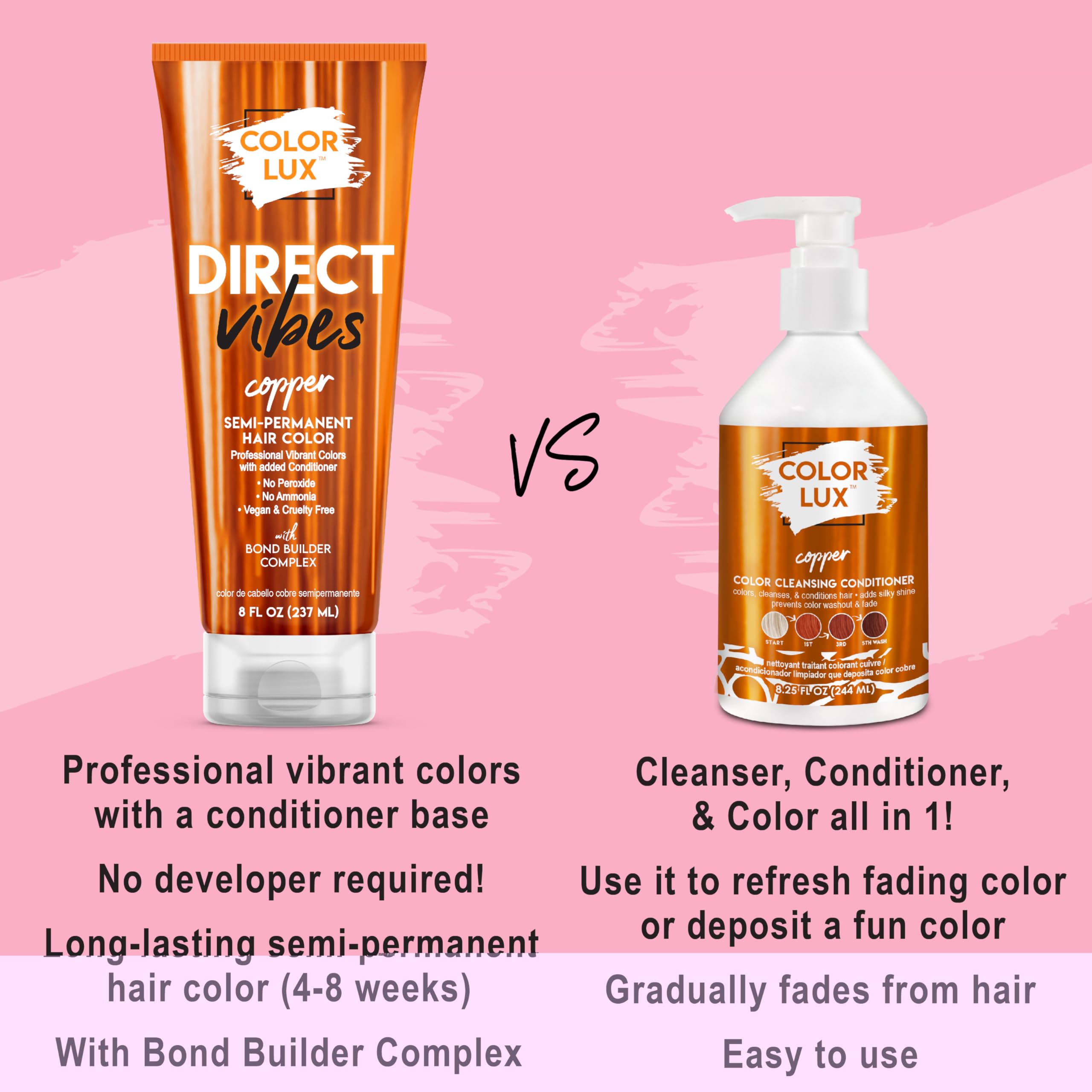 Color Lux Direct Vibes Copper hair shine looks radiant