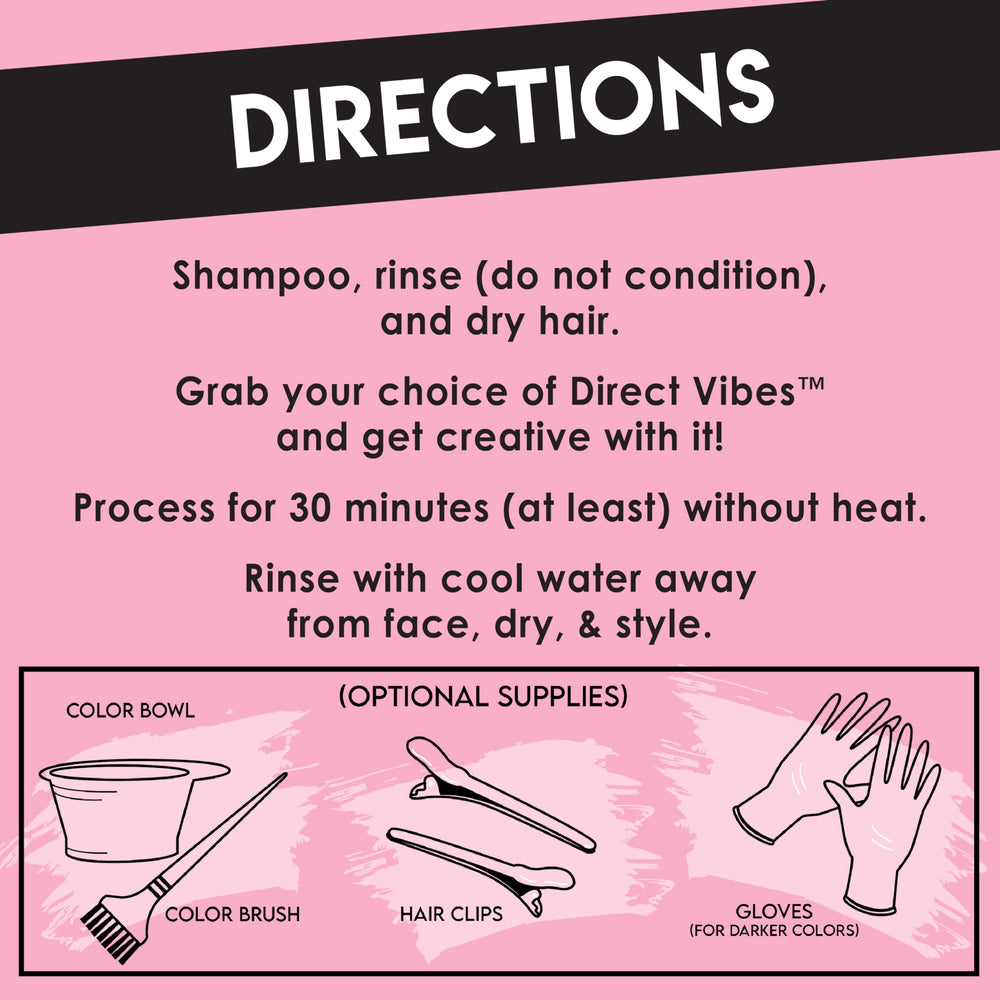 Color Lux Direct Vibes magenta bond-builder-illustration communicates pigment care and smooth hair.