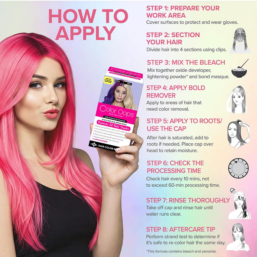 Color Oops Bold Remover safe for all hair types helps minimize breakage.