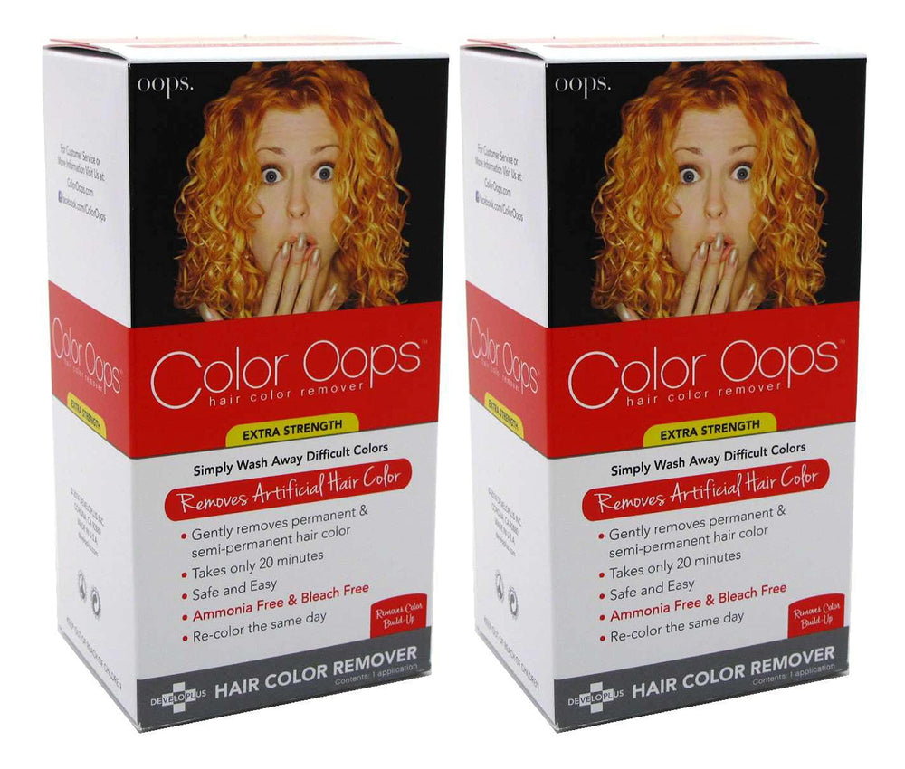 Color Oops Extra Strength 2-pack box shows safe color removal without bleach
