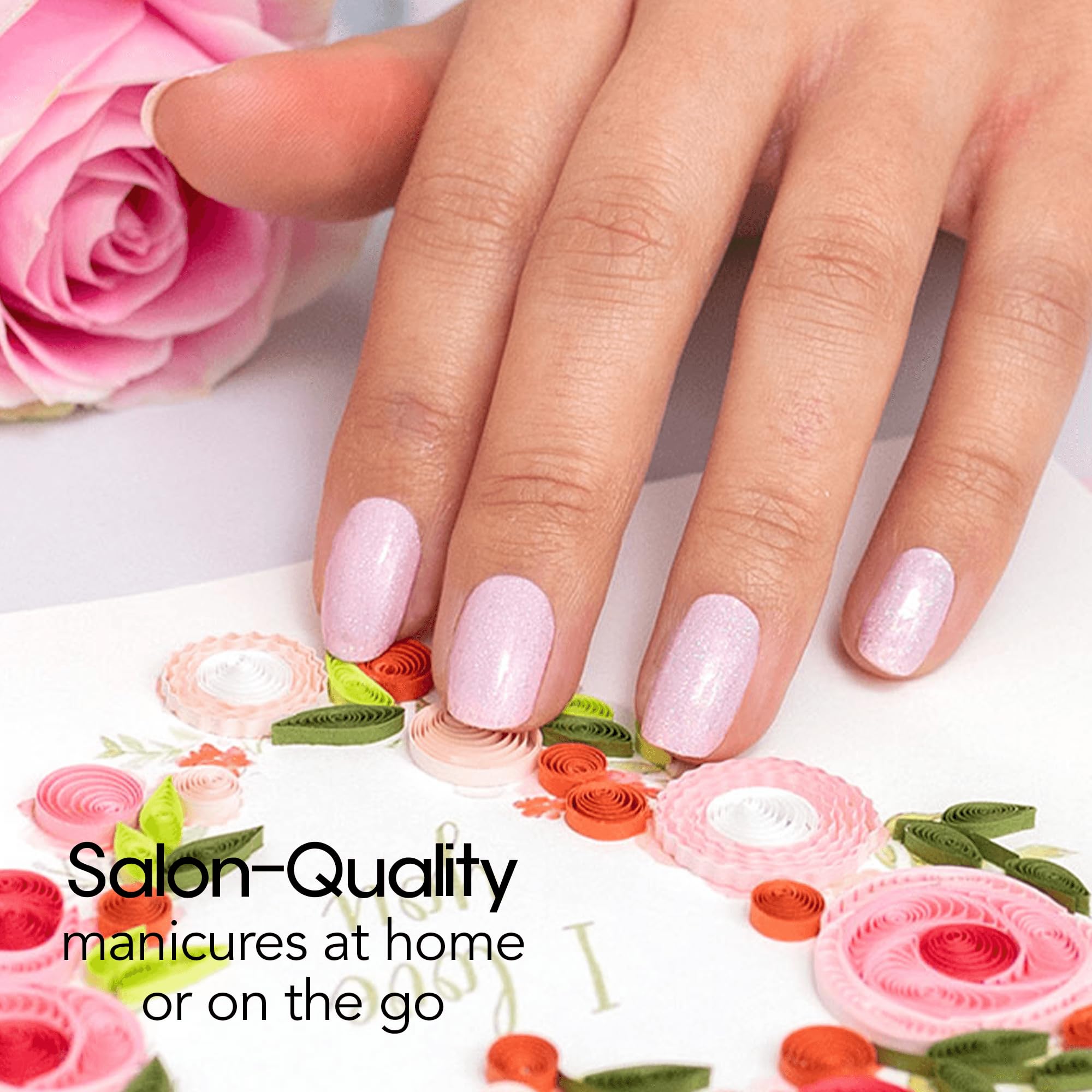 Color Street Blushing in Flushing applied to nails for no-dry-time shine.