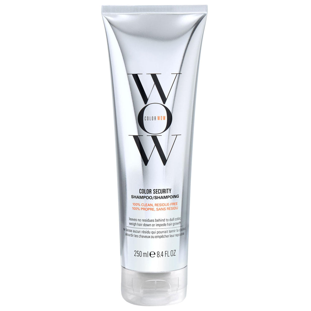 COLOR WOW Color Security Shampoo bottle shows residue-free cleanse for color-treated hair.