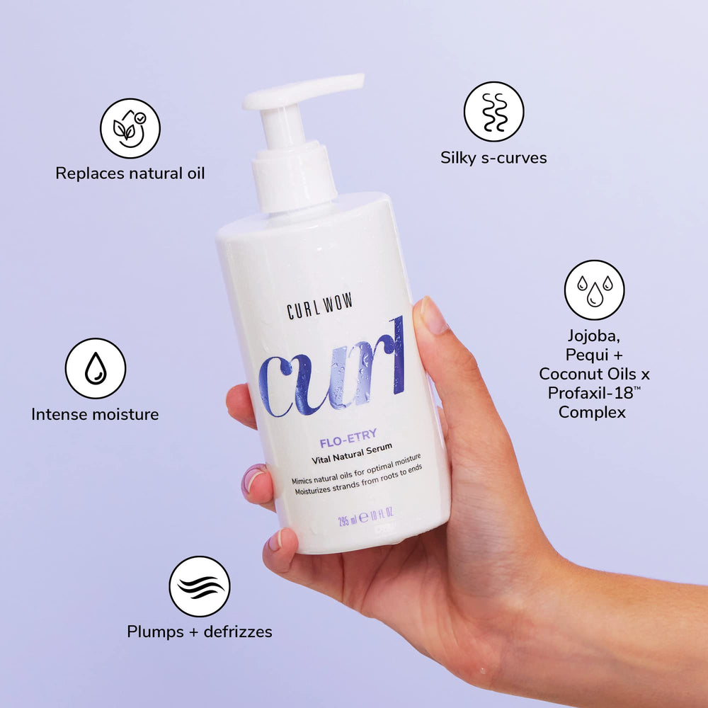 COLOR WOW Curl Wow Flo-etry before after curls demonstrate frizz reduction and bounce