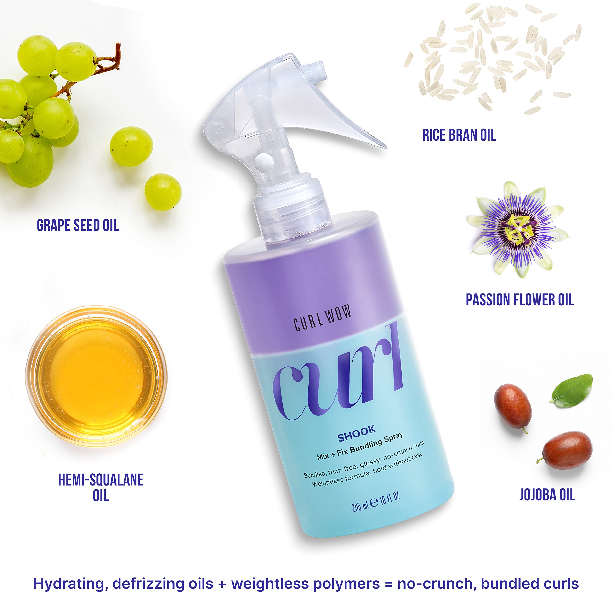 COLOR WOW Curl Wow Shook glossy finish on hydrated curls.