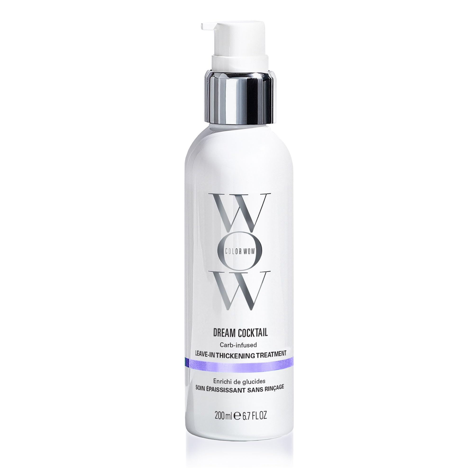 COLOR WOW Dream Cocktail bottle on a vanity, suggesting instant thickening for fine color-treated hair