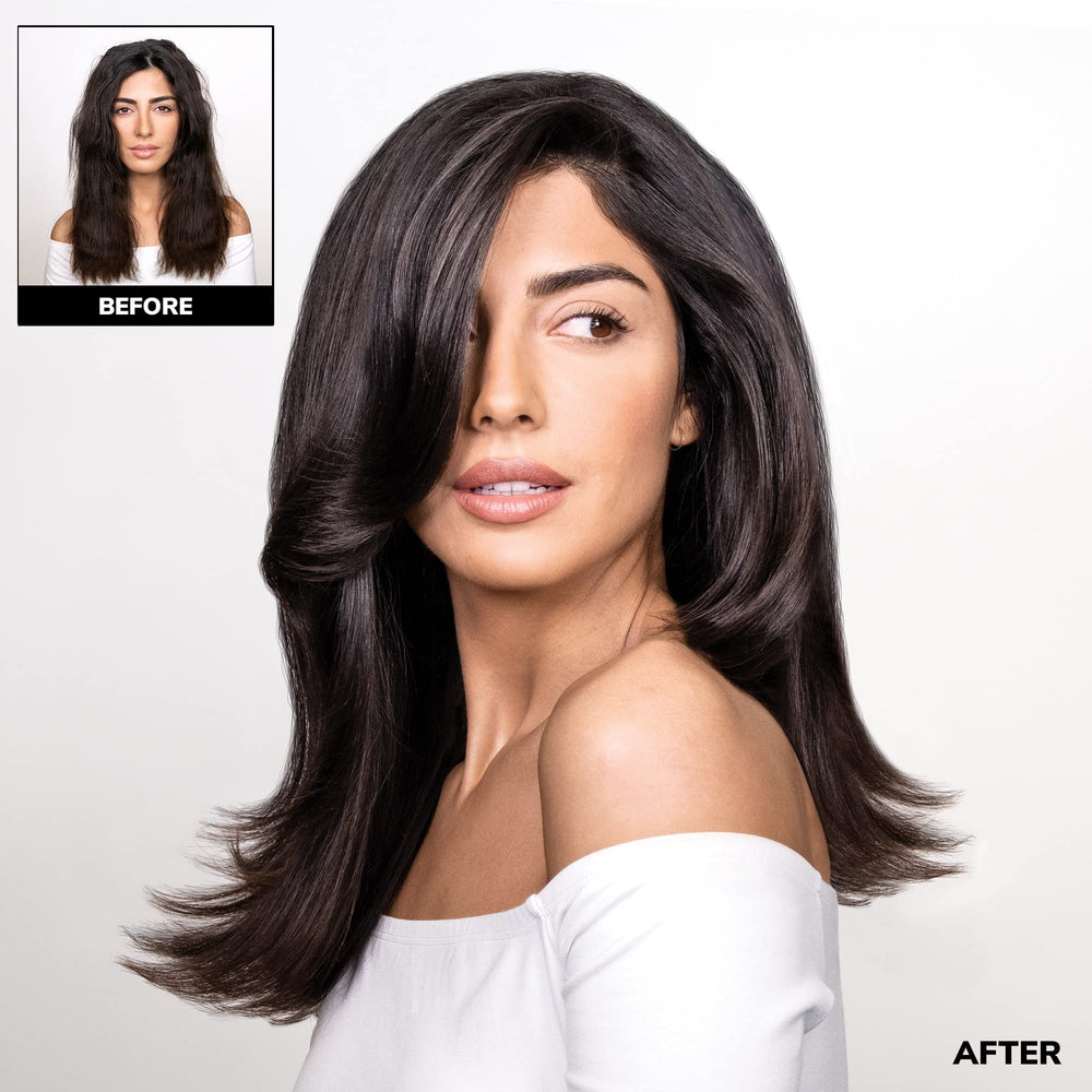 Color Wow Dream Cocktail heat protection concept shown during blow-dry.
