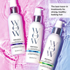 COLOR WOW Dream Cocktail Kale Leave-In hair application shows easy distribution through strands.