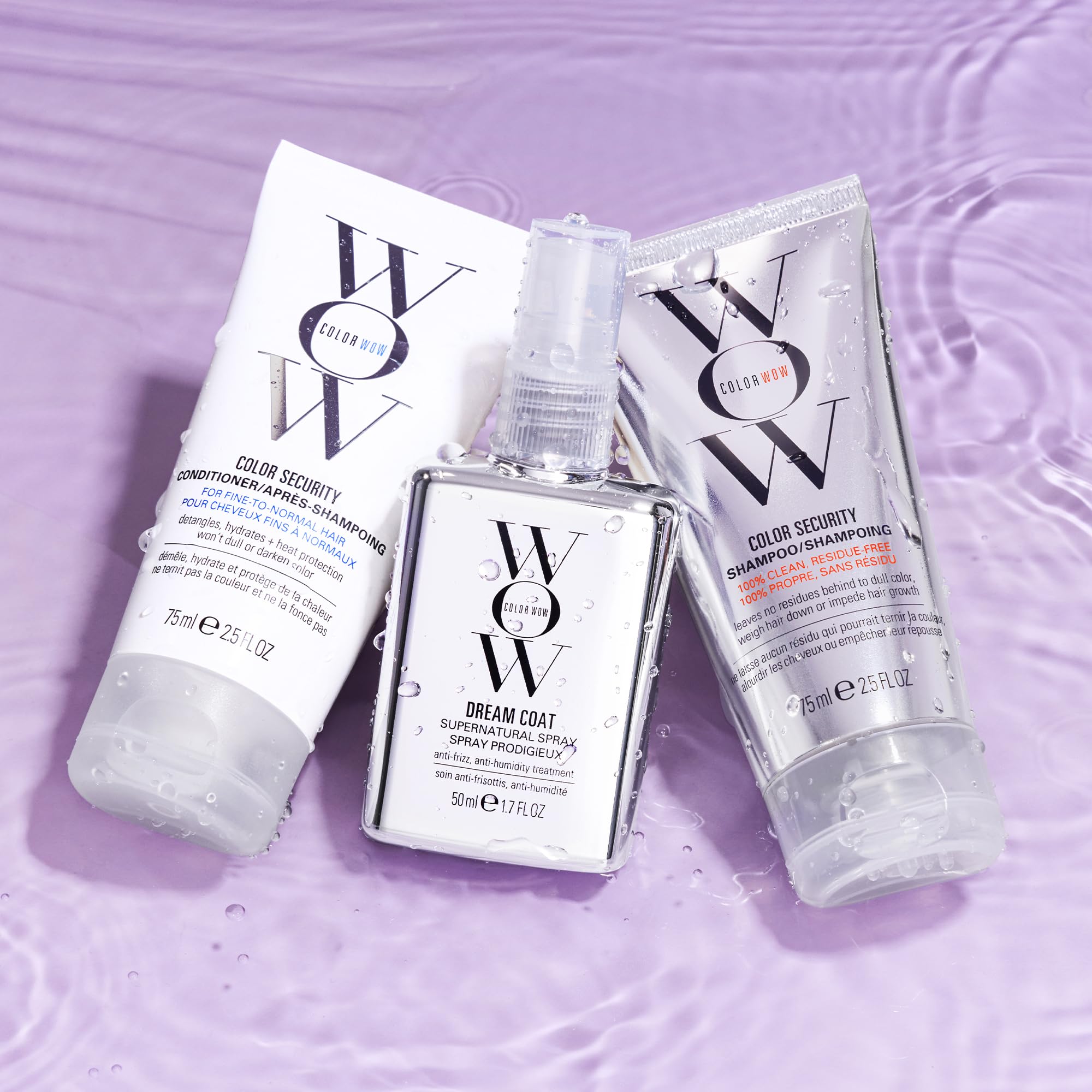 COLOR WOW Dream Smooth Travel Kit box with three travel-size products on display