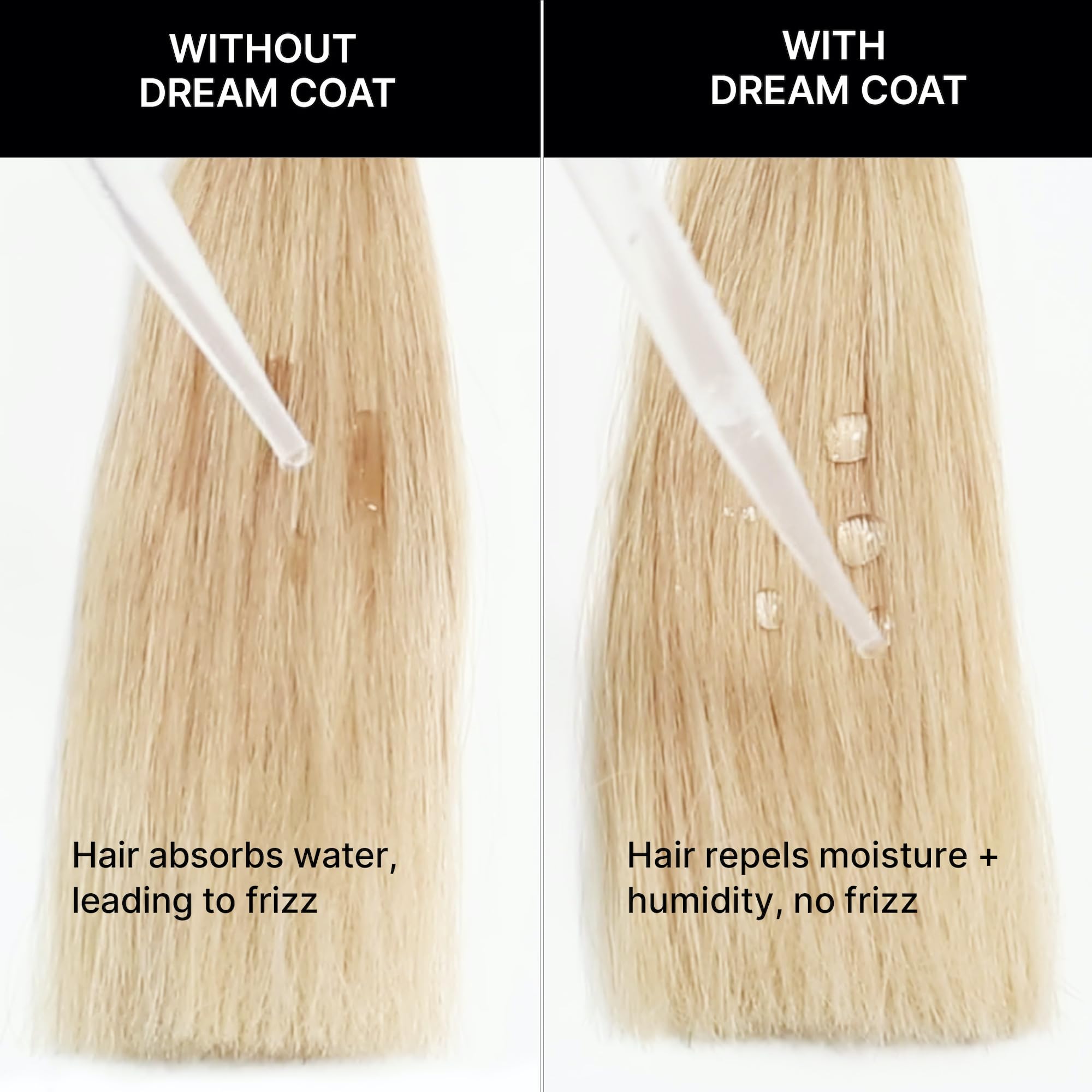 COLOR WOW Dream Smooth kit showing humidity-proof action after heat styling