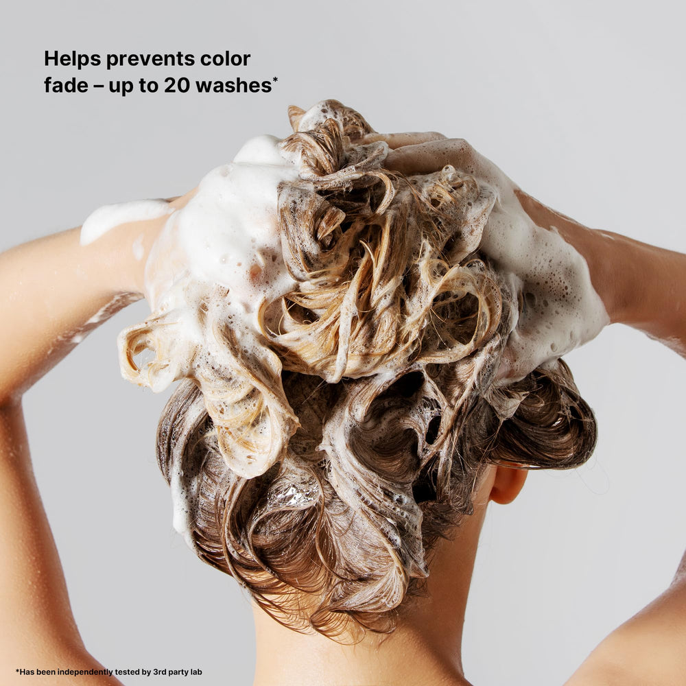 Eight non-stripping cleansers illustration for COLOR WOW highlights non-dulling, color-safe formula.